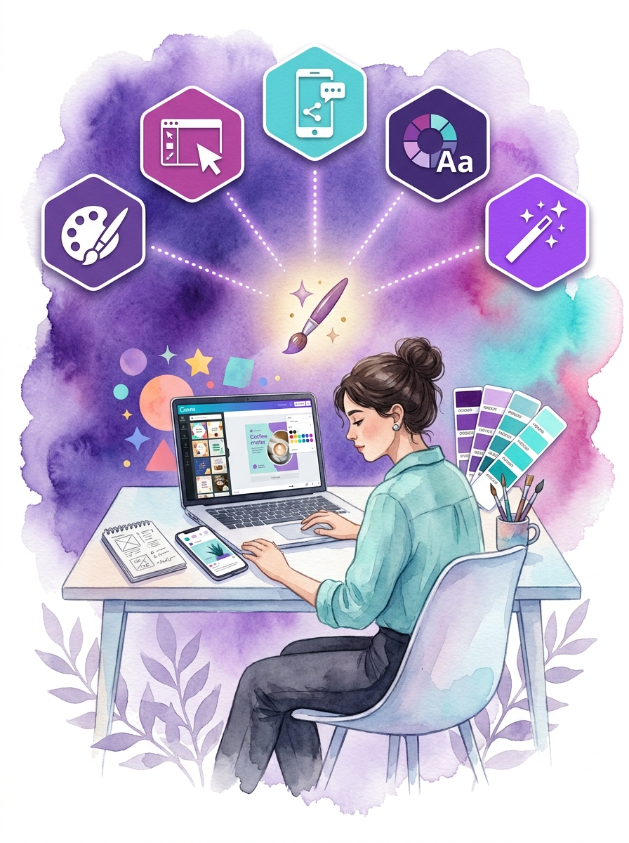 Persona formándose en Canva para Negocios y Redes Sociales